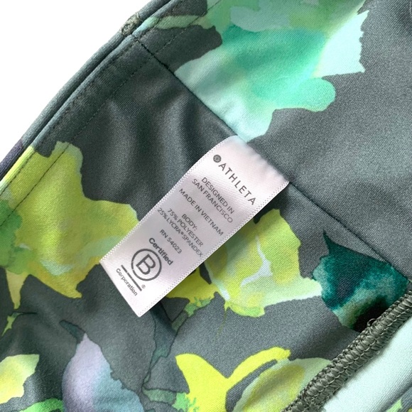 Athleta elation 7/8 tight green army olive floral Hawaiian print leggings - Picture 7 of 8